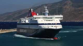 The Greek ferry Nissos Mykonos arrival and departure at Evdilos Ikaria [upl. by Anne-Corinne51]