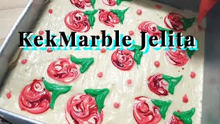 Kek Marble Jelita  Moist Marble Cake Recipe with Colourful and Beautiful Design  Rahiza Dorah [upl. by Esinej]