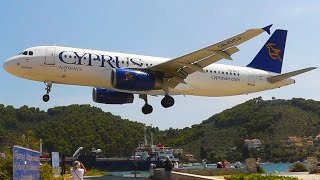 Cyprus Airways at Skiathos  Landings Takeoffs Cockpit Views Onboard Action Plane SpottingA320 [upl. by Minsk]