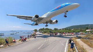 SKIATHOS 2018  LOW LANDINGS Go Arounds and JETBLASTS  Boeing 757 only 4K [upl. by Lateh]