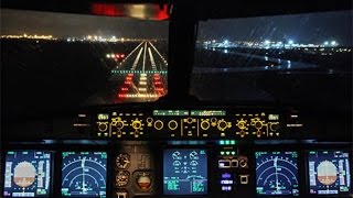 A320 Cockpit Night Landing LCLKCyprus AirwaysPilots View CYP7607 from Skiathos2nd St Maarten [upl. by Syah]