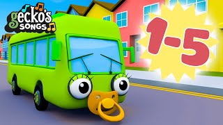 Numbers 15 Song with Green Buses｜Geckos Garage｜Songs For Kids｜Learning Videos For Toddlers [upl. by Bysshe]