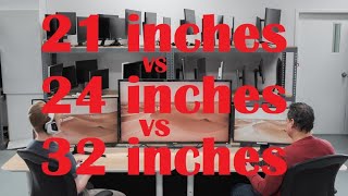 32 inch VS 24 inch VS 21 inch Computer monitor 2021  Side by side size comparisonMonitorSize [upl. by Sheridan]