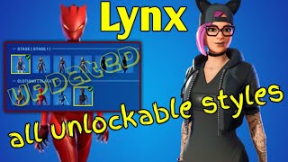 fortnite LYNX all unlockable styles  UPDATED [upl. by Anamor]